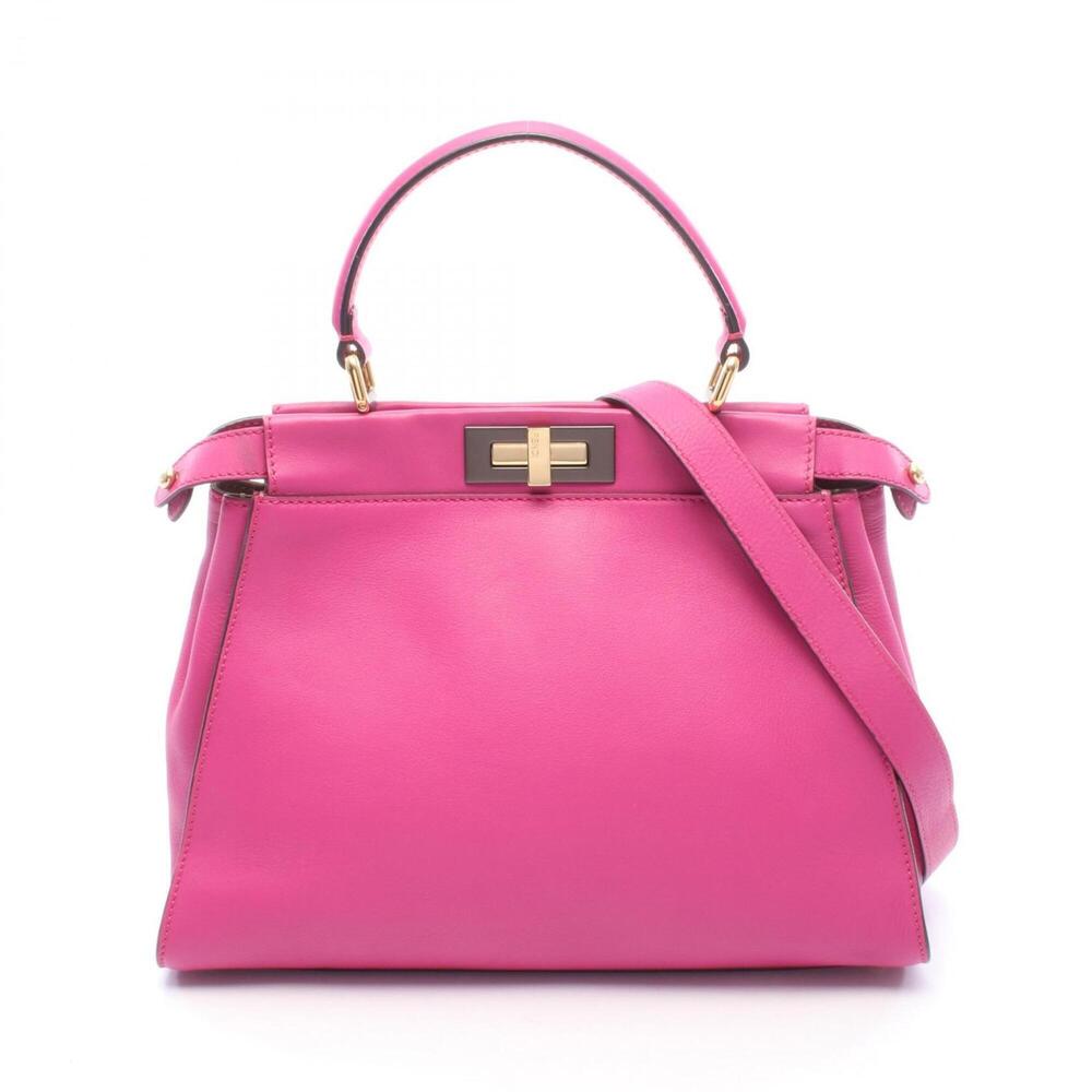 Fendi Peekaboo Regular 2-Way Handbag, Leather, Women's, Pink (8BN290)